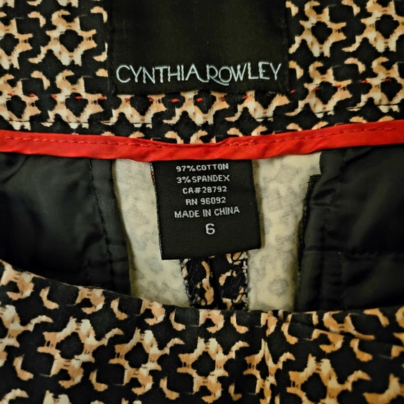 NWOT CYNTHIA ROWLEY PANTS BLACK KHAKI & WHITE SZ 6 - Picture 3 of 3
